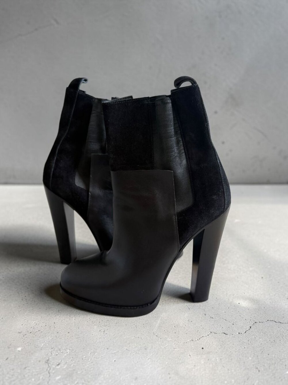 BALENCIAGA Black Leather Suede Platform Boots Size 40 / US 10
